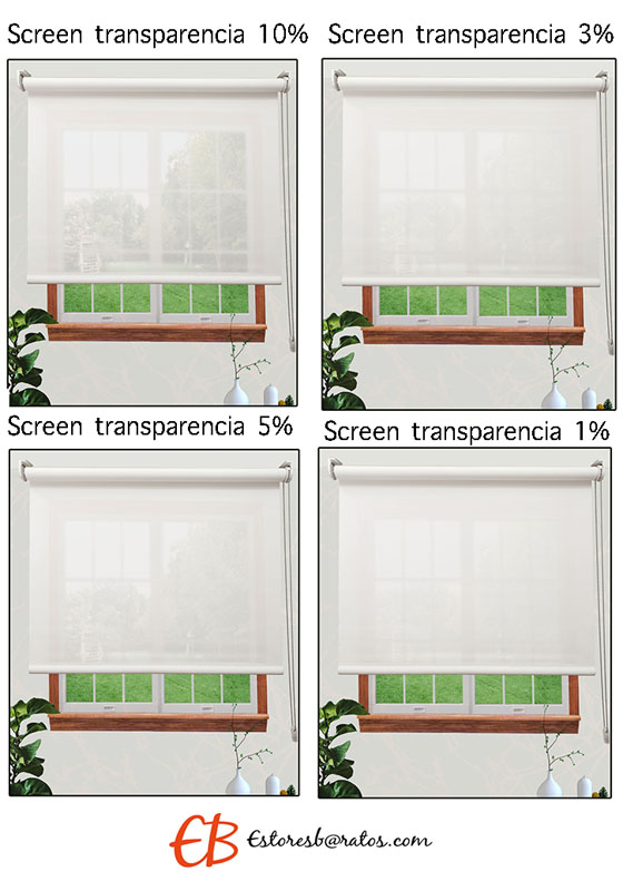 Mini estores Screen en tejido poliéster con varias transparencias